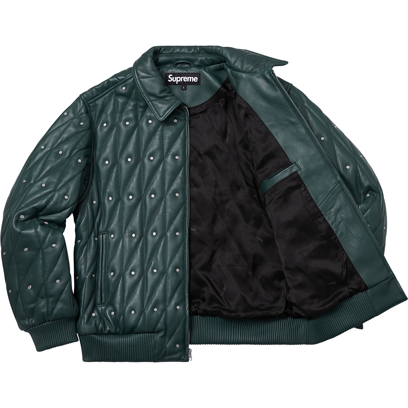 Quilted Studded Leather Jacket view 4